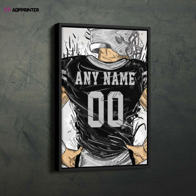 Oakland Raiders Jersey Personalized Jersey NFL Custom Name and Number Canvas Wall Art Home Decor Framed Poster Man Cave Gift