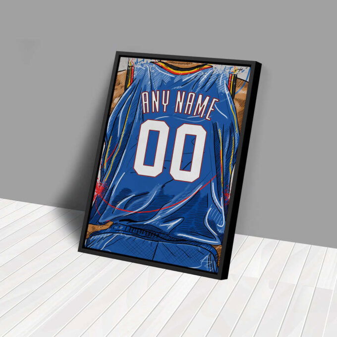 Oklahoma City Thunder Jersey Personalized Jersey NBA Custom Name and Number Canvas Wall Art Home Decor Framed Poster Man Cave Gift