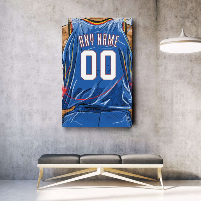 Oklahoma City Thunder Jersey Personalized Jersey NBA Custom Name and Number Canvas Wall Art Home Decor Framed Poster Man Cave Gift