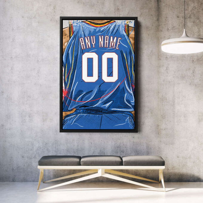 Oklahoma City Thunder Jersey Personalized Jersey NBA Custom Name and Number Canvas Wall Art Home Decor Framed Poster Man Cave Gift