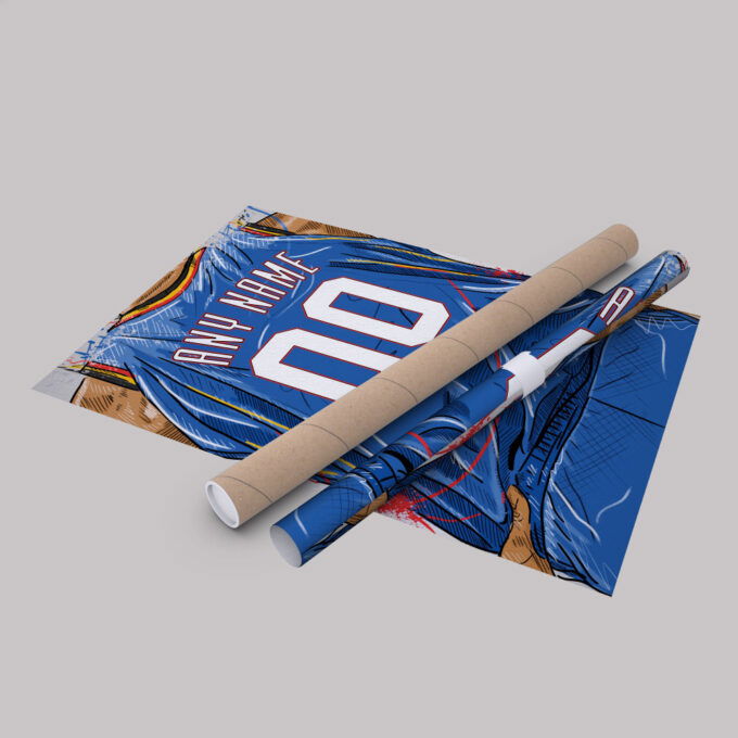 Oklahoma City Thunder Jersey Personalized Jersey NBA Custom Name and Number Canvas Wall Art Home Decor Framed Poster Man Cave Gift
