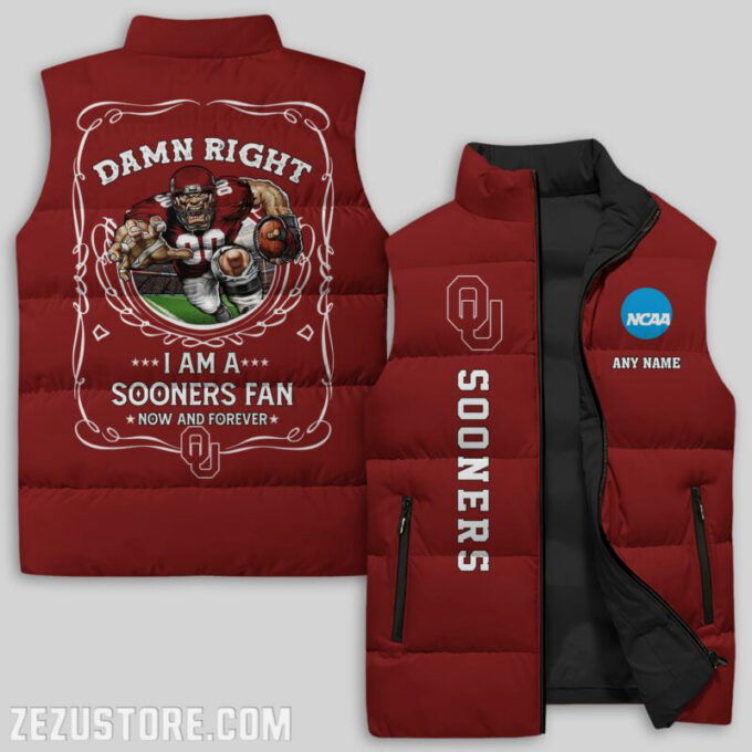 Oklahoma Sooners NCAA Sleeveless Puffer Jacket Custom For Fans Gifts