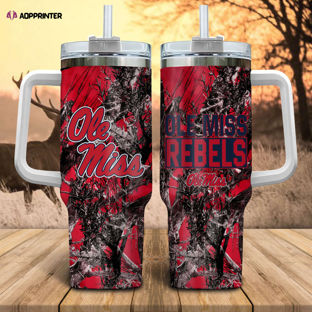 Ole Miss Rebels NCAA Hunting Personalized Stanley Tumbler 40oz Gift for Fans Ole Miss Rebels NCAA Hunting Personalized Stanley Tumbler 40oz Gift for Fans