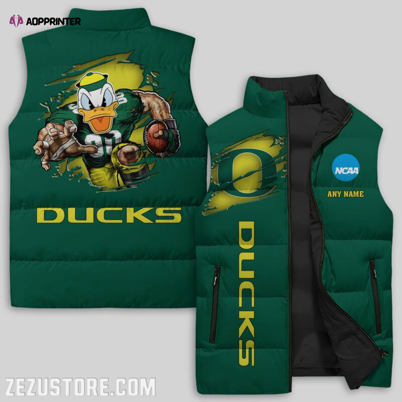 Oregon Ducks Sleeveless Puffer Jacket Custom For Fans Gifts Oregon Ducks Sleeveless Puffer Jacket Custom For Fans Gifts