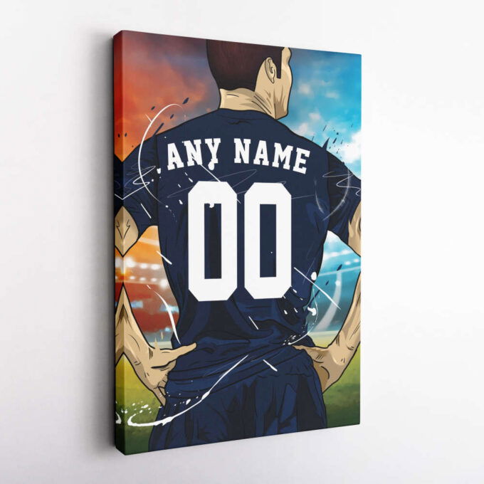 Paris Saint-Germain F.C. Jersey Soccer Personalized Jersey Custom Name and Number Canvas Wall Art Home Decor Framed Poster Man Cave Gift