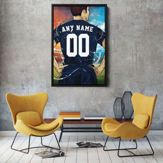 Paris Saint-Germain F.C. Jersey Soccer Personalized Jersey Custom Name and Number Canvas Wall Art Home Decor Framed Poster Man Cave Gift