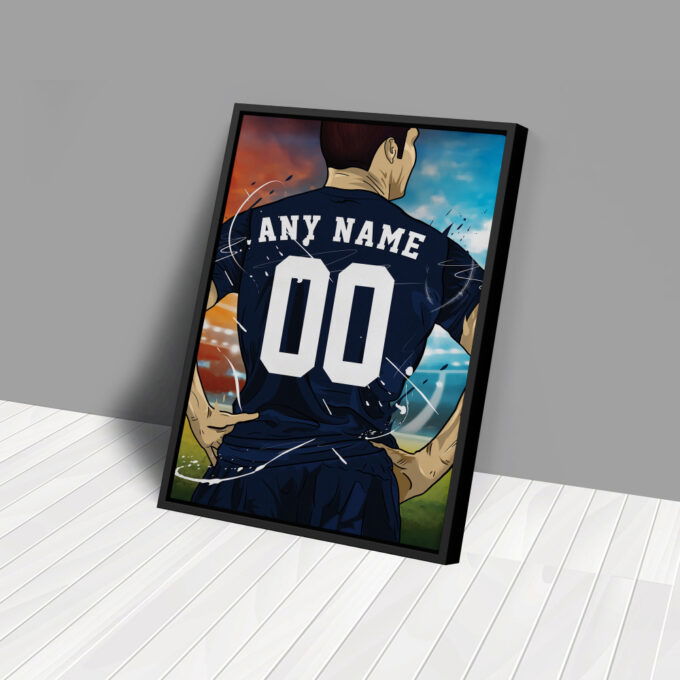 Paris Saint-Germain F.C. Jersey Soccer Personalized Jersey Custom Name and Number Canvas Wall Art Home Decor Framed Poster Man Cave Gift