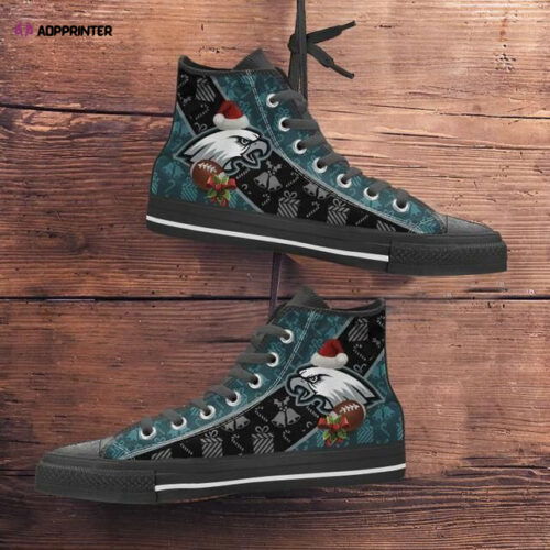 Philadelphia Eagles Christmas Football Pattern Nfl Custom Canvas High Top Shoes