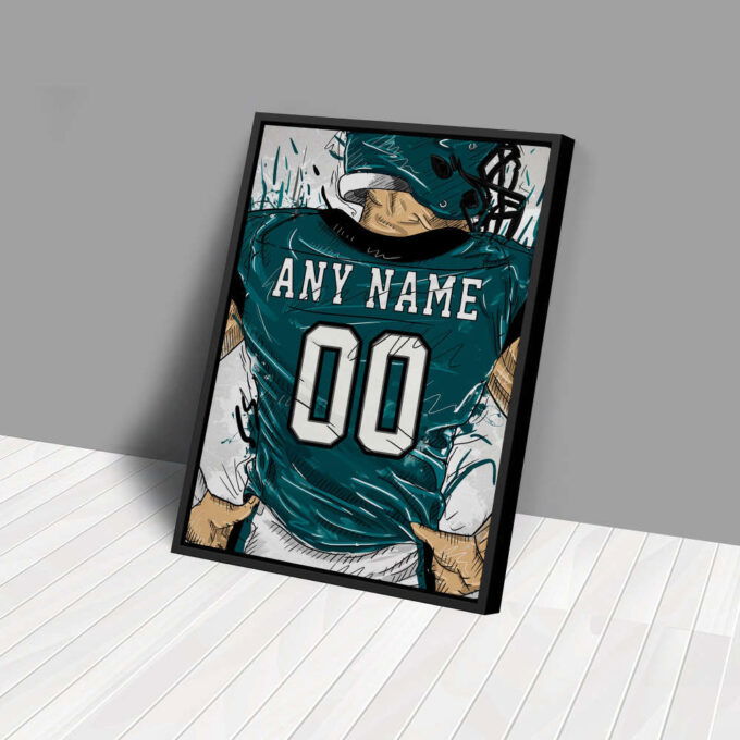 Philadelphia Eagles Jersey Personalized Jersey NFL Custom Name and Number Canvas Wall Art Home Decor Framed Poster Man Cave Gift