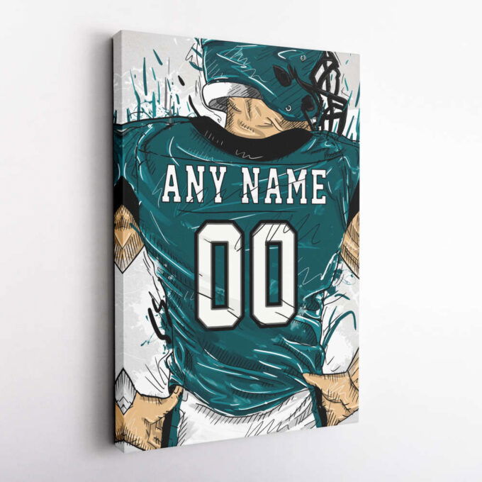 Philadelphia Eagles Jersey Personalized Jersey NFL Custom Name and Number Canvas Wall Art Home Decor Framed Poster Man Cave Gift