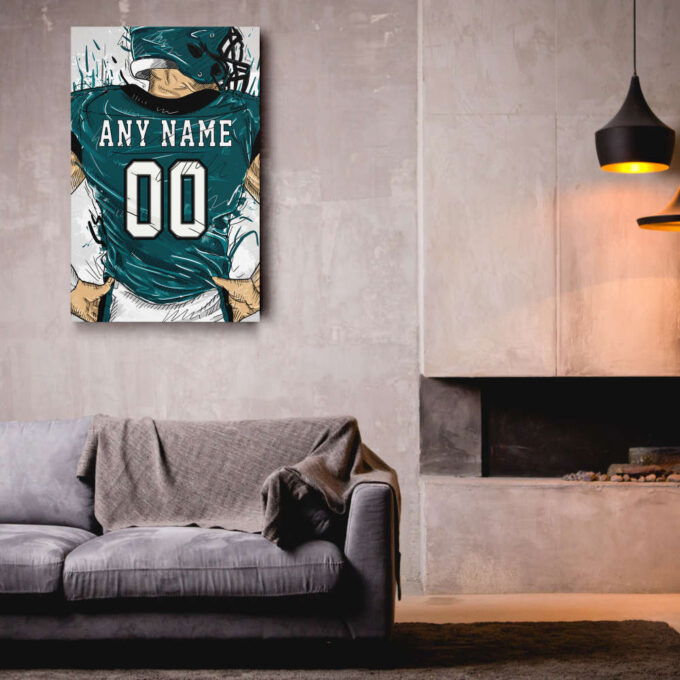 Philadelphia Eagles Jersey Personalized Jersey NFL Custom Name and Number Canvas Wall Art Home Decor Framed Poster Man Cave Gift
