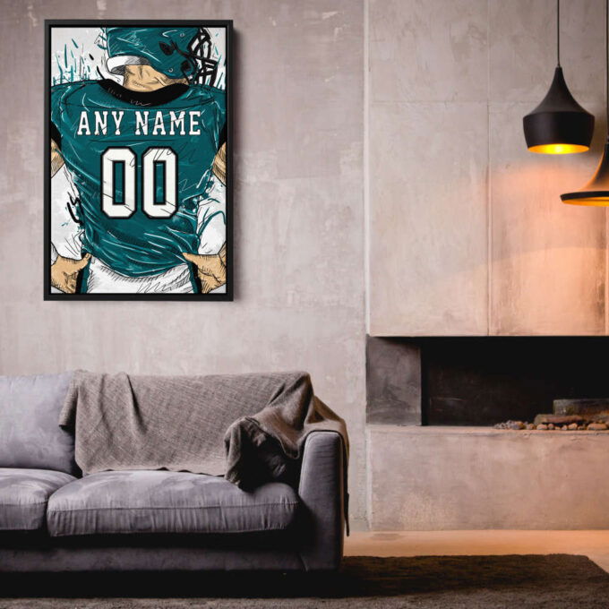 Philadelphia Eagles Jersey Personalized Jersey NFL Custom Name and Number Canvas Wall Art Home Decor Framed Poster Man Cave Gift