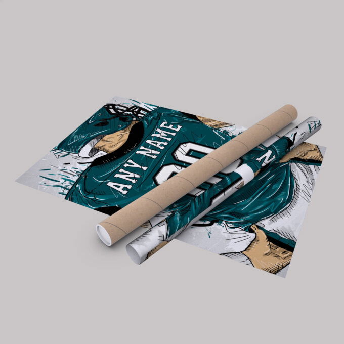 Philadelphia Eagles Jersey Personalized Jersey NFL Custom Name and Number Canvas Wall Art Home Decor Framed Poster Man Cave Gift