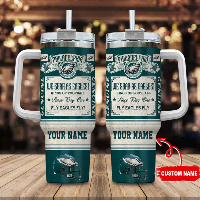 Philadelphia Eagles NFL Vintage King Of Football Custom Name 40oz Stanley Tumbler Gift for Fans