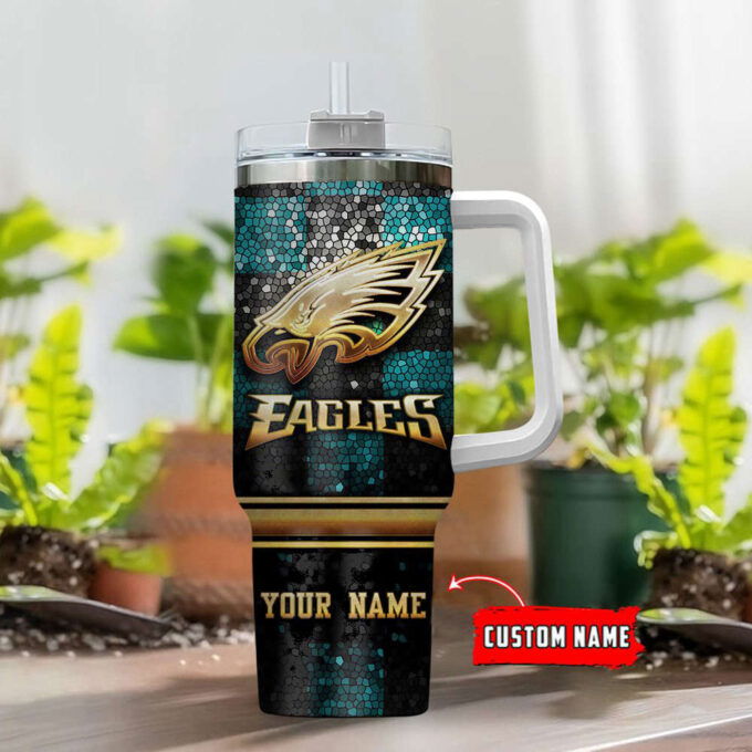 Philadelphia Eagles Personalized NFL Glitter 40oz Stanley Tumbler Gift for Fans