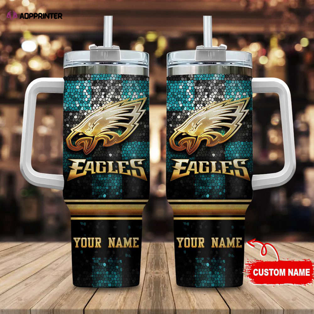 Philadelphia Eagles Personalized NFL Glitter 40oz Stanley Tumbler Gift for Fans Philadelphia Eagles Personalized NFL Glitter 40oz Stanley Tumbler Gift for Fans