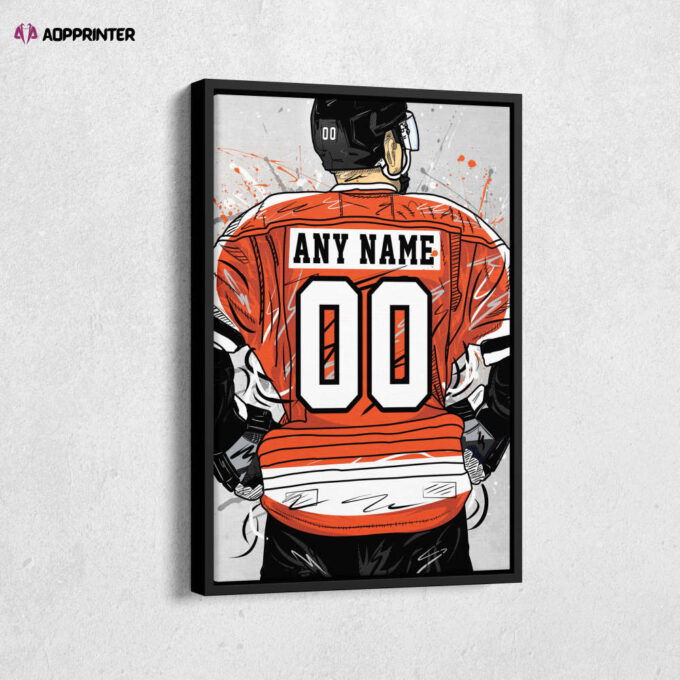 Philadelphia Flyers Jersey NHL Personalized Jersey Custom Name and Number Canvas Wall Art Home Decor Framed Poster Man Cave Gift
