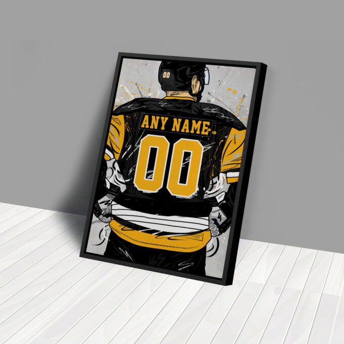 Pittsburgh Penguins Jersey NHL Personalized Jersey Custom Name and Number Canvas Wall Art Home Decor Framed Poster Man Cave Gift