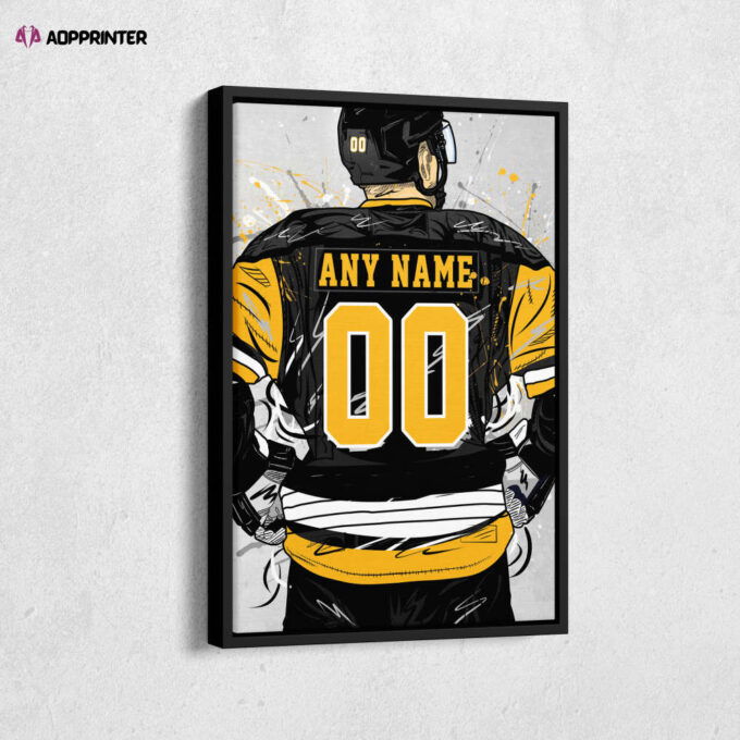Pittsburgh Penguins Jersey NHL Personalized Jersey Custom Name and Number Canvas Wall Art Home Decor Framed Poster Man Cave Gift