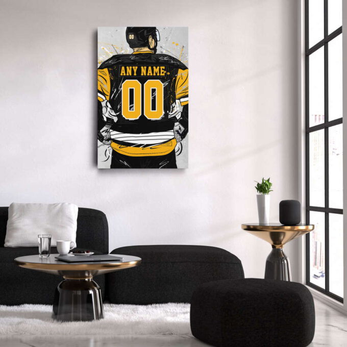 Pittsburgh Penguins Jersey NHL Personalized Jersey Custom Name and Number Canvas Wall Art Home Decor Framed Poster Man Cave Gift