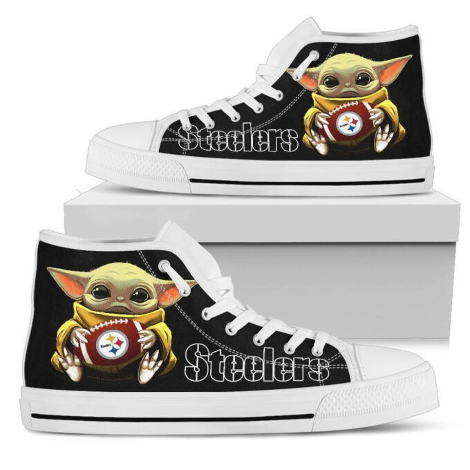 Pittsburgh Steelers High Top Sneakers Custom Shoes For Fans Cute Baby Yoda
