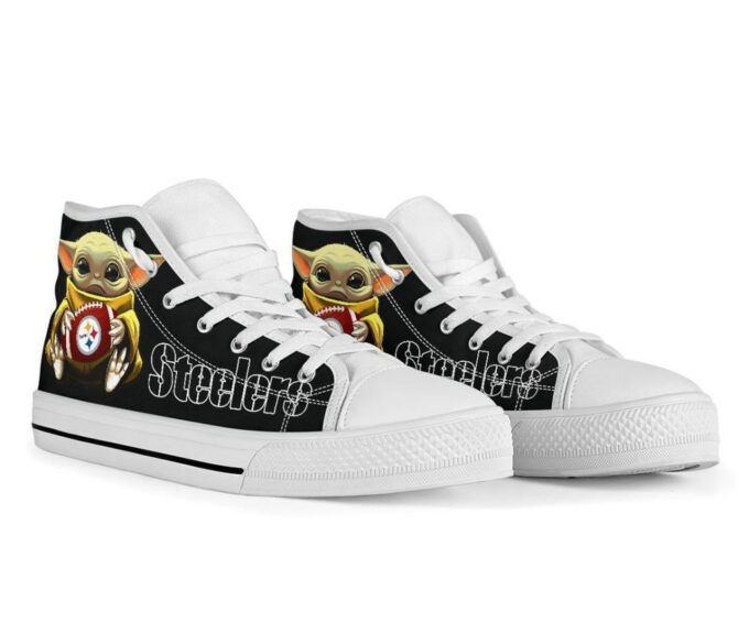 Pittsburgh Steelers High Top Sneakers Custom Shoes For Fans Cute Baby Yoda
