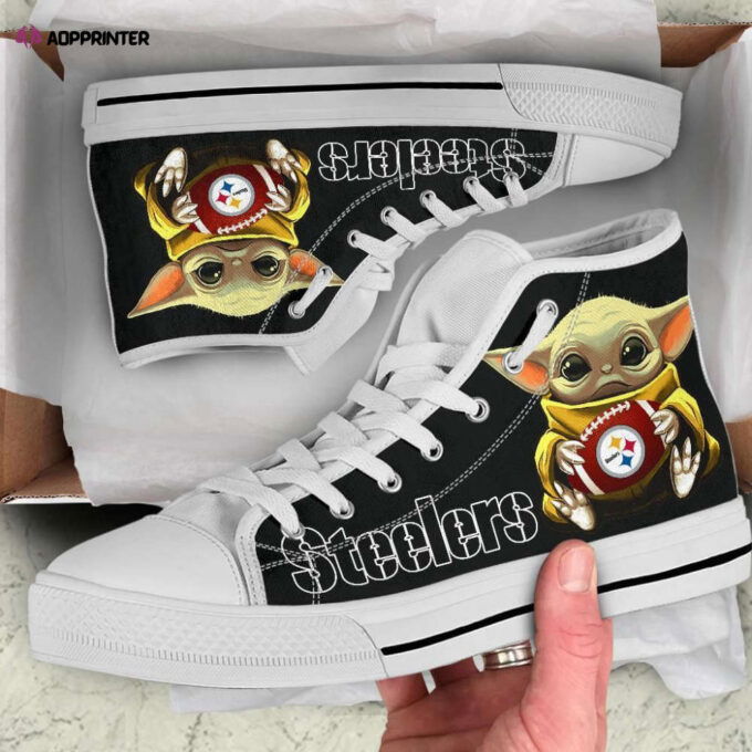 Pittsburgh Steelers High Top Sneakers Custom Shoes For Fans Cute Baby Yoda