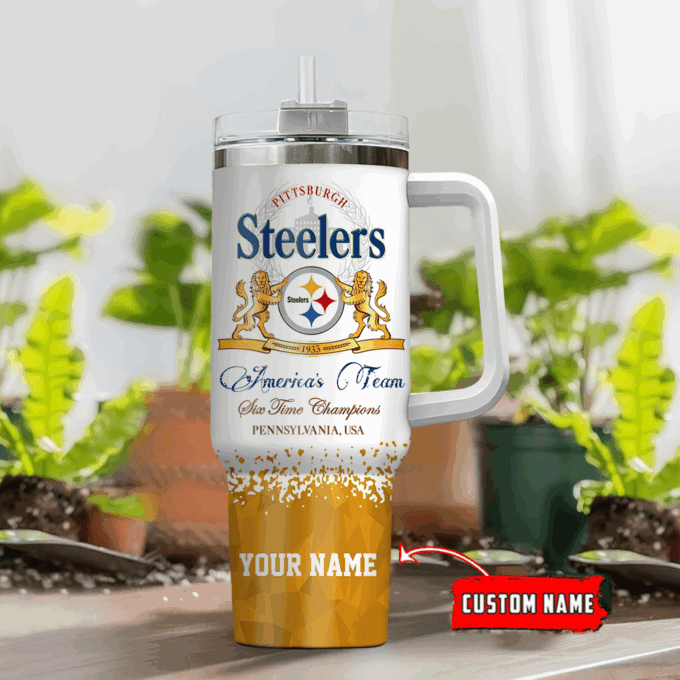 Pittsburgh Steelers Personalized NFL Champions Modelo 40oz Stanley Tumbler Gift for Fans