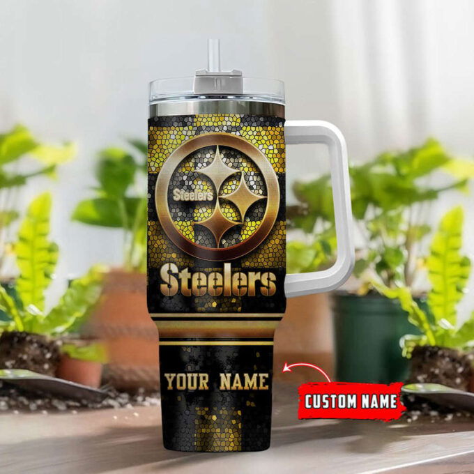 Pittsburgh Steelers Personalized NFL Glitter 40oz Stanley Tumbler Gift for Fans