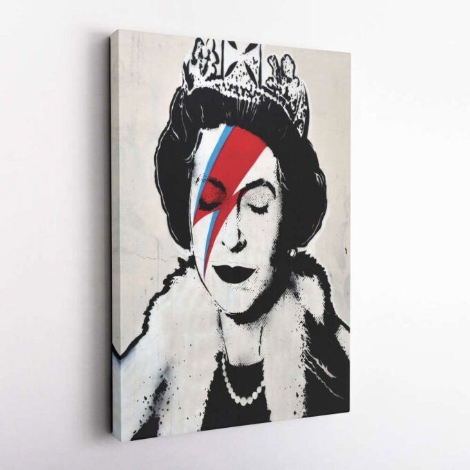 Queen Elizabeth II Banksy Canvas Wall Art Home Decor Framed Art