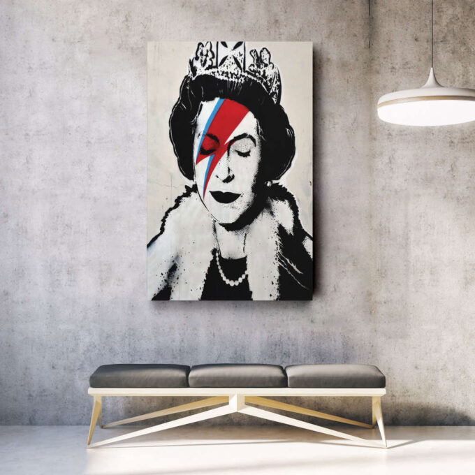 Queen Elizabeth II Banksy Canvas Wall Art Home Decor Framed Art