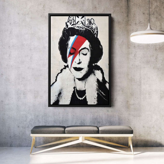 Queen Elizabeth II Banksy Canvas Wall Art Home Decor Framed Art