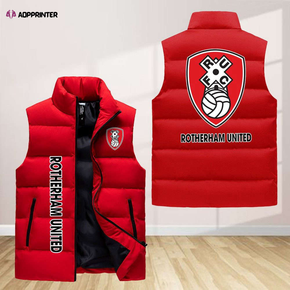 Rotherham United Sleeveless Puffer Jacket Custom For Fans Gifts Rotherham United Sleeveless Puffer Jacket Custom For Fans Gifts