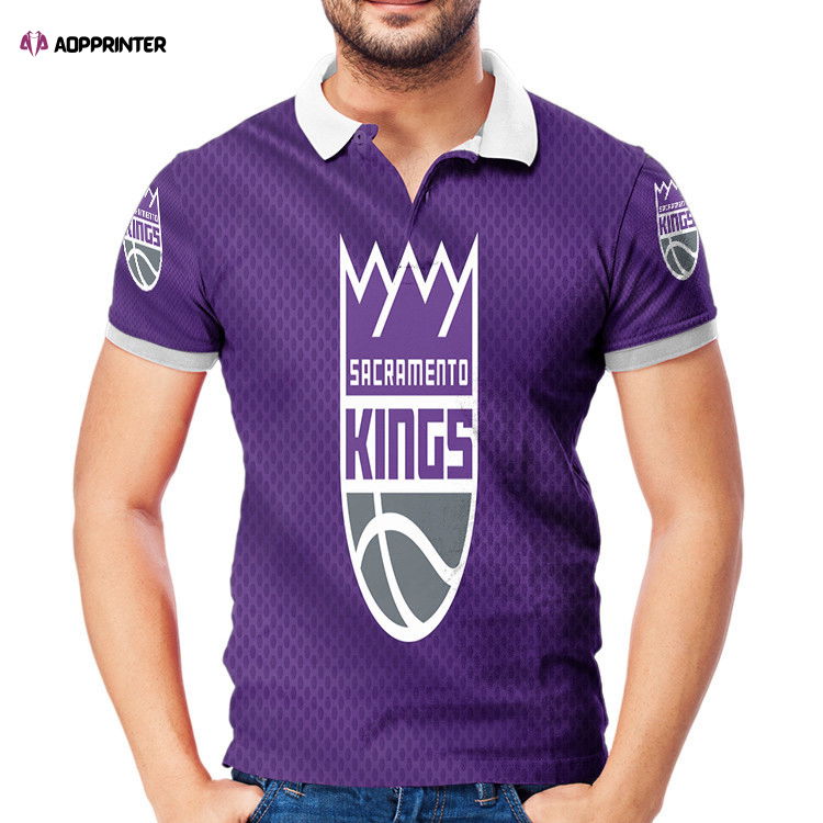 Sacramento Kings Emblem Texture6 3D Gift for Fans Polo Shirt Sacramento Kings Emblem Texture6 3D Gift for Fans Polo Shirt