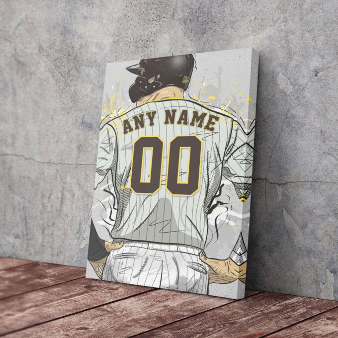 San Diego Padres Jersey MLB Personalized Jersey Custom Name and Number Canvas Wall Art Home Decor Framed Poster Man Cave Gift