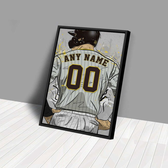 San Diego Padres Jersey MLB Personalized Jersey Custom Name and Number Canvas Wall Art Home Decor Framed Poster Man Cave Gift
