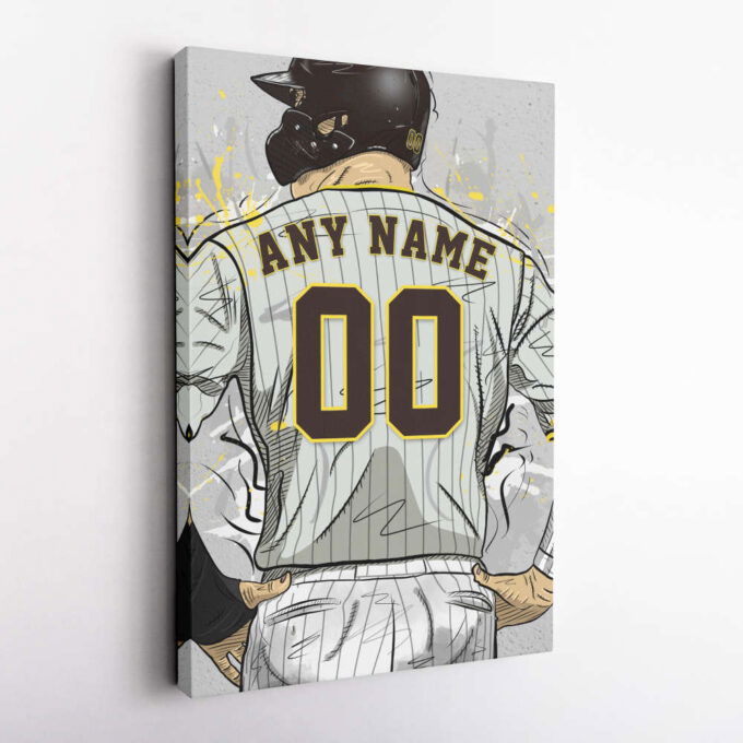 San Diego Padres Jersey MLB Personalized Jersey Custom Name and Number Canvas Wall Art Home Decor Framed Poster Man Cave Gift