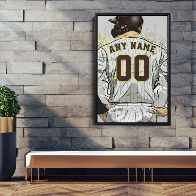 San Diego Padres Jersey MLB Personalized Jersey Custom Name and Number Canvas Wall Art Home Decor Framed Poster Man Cave Gift