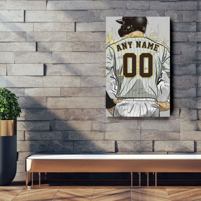 San Diego Padres Jersey MLB Personalized Jersey Custom Name and Number Canvas Wall Art Home Decor Framed Poster Man Cave Gift