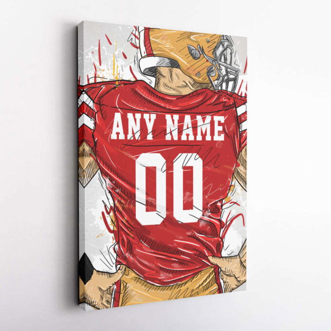 San Francisco 49ers Jersey Personalized Jersey NFL Custom Name and Number Canvas Wall Art Home Decor Framed Poster Man Cave Gift