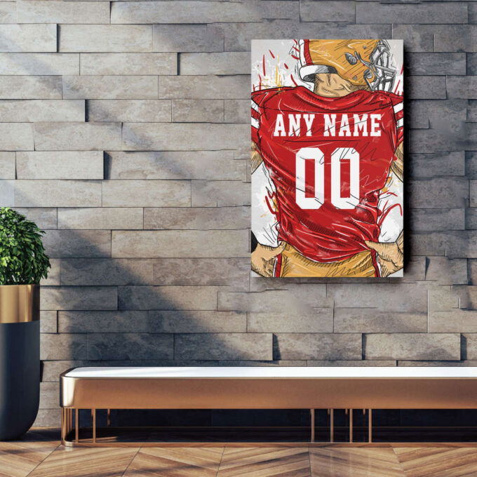 San Francisco 49ers Jersey Personalized Jersey NFL Custom Name and Number Canvas Wall Art Home Decor Framed Poster Man Cave Gift