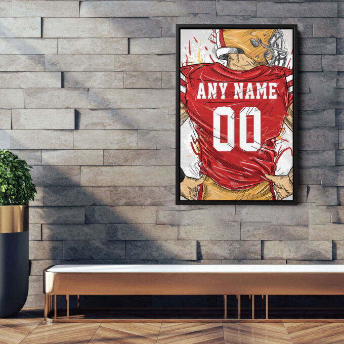 San Francisco 49ers Jersey Personalized Jersey NFL Custom Name and Number Canvas Wall Art Home Decor Framed Poster Man Cave Gift