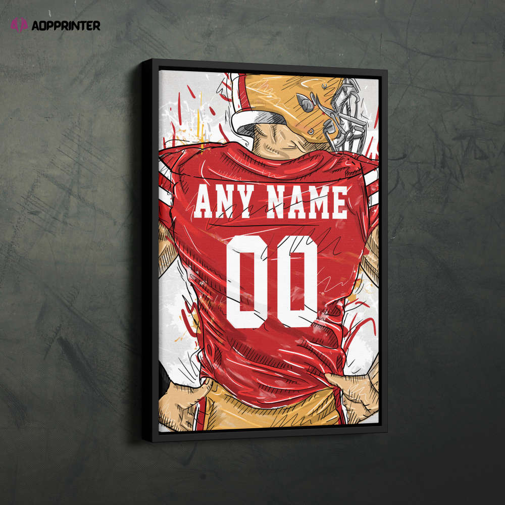 San Francisco 49ers Jersey Personalized Jersey NFL Custom Name and Number Canvas Wall Art Home Decor Framed Poster Man Cave Gift San Francisco 49ers Jersey Personalized Jersey NFL Custom Name and Number Canvas Wall Art Home Decor Framed Poster Man Cave Gift