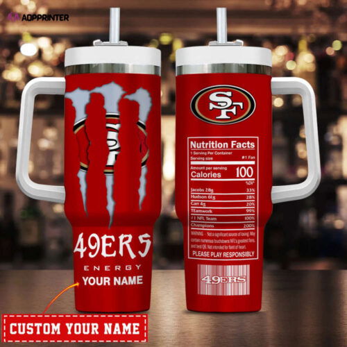 Cart 2 San Francisco 49ers NFL Energy Nutrition Facts Personalized Stanley Tumbler 40Oz Gift for Fans