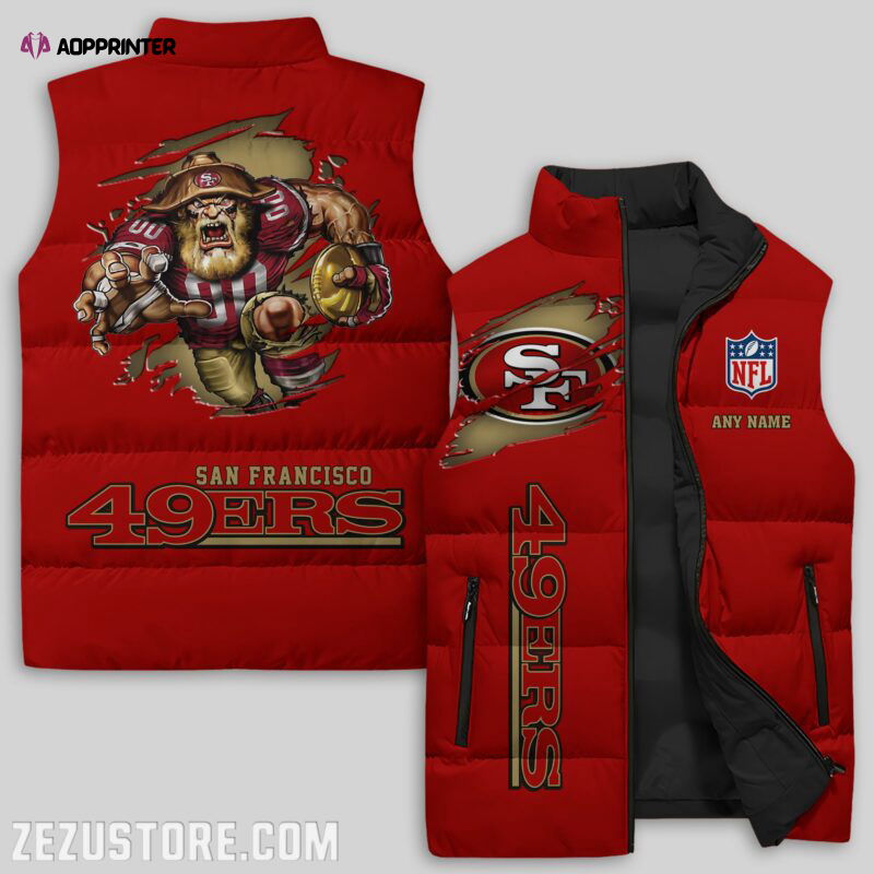 San Francisco 49ers NFL Sleeveless Puffer Jacket Custom For Fans Gifts San Francisco 49ers NFL Sleeveless Puffer Jacket Custom For Fans Gifts