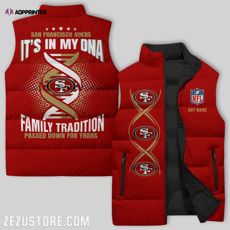 San Francisco 49ers NFL Sleeveless Puffer Jacket Custom For Fans Gifts San Francisco 49ers NFL Sleeveless Puffer Jacket Custom For Fans Gifts
