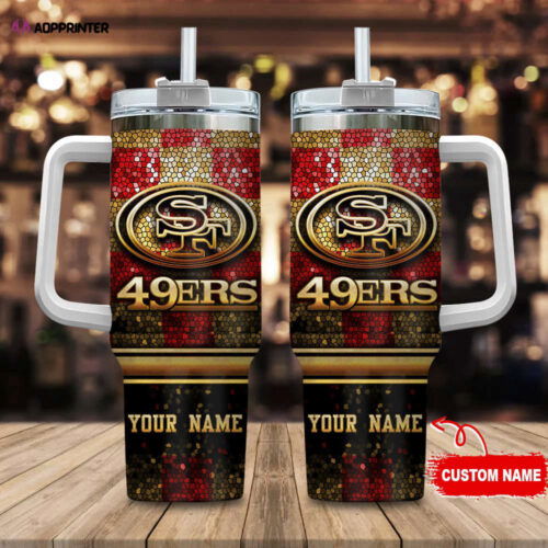 Cart 2 San Francisco 49ers Personalized NFL Glitter 40oz Stanley Tumbler Gift for Fans