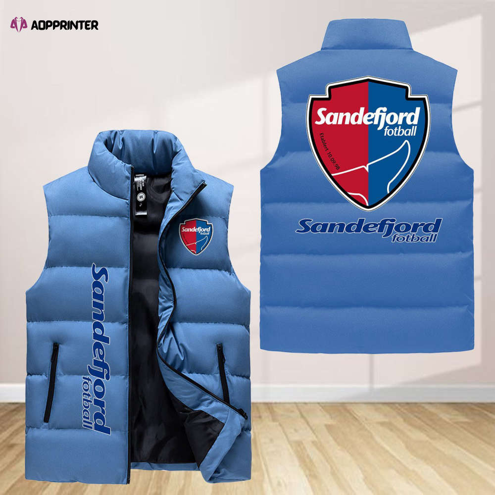 Sandefjord Fotball Sleeveless Puffer Jacket Custom For Fans Gifts Sandefjord Fotball Sleeveless Puffer Jacket Custom For Fans Gifts