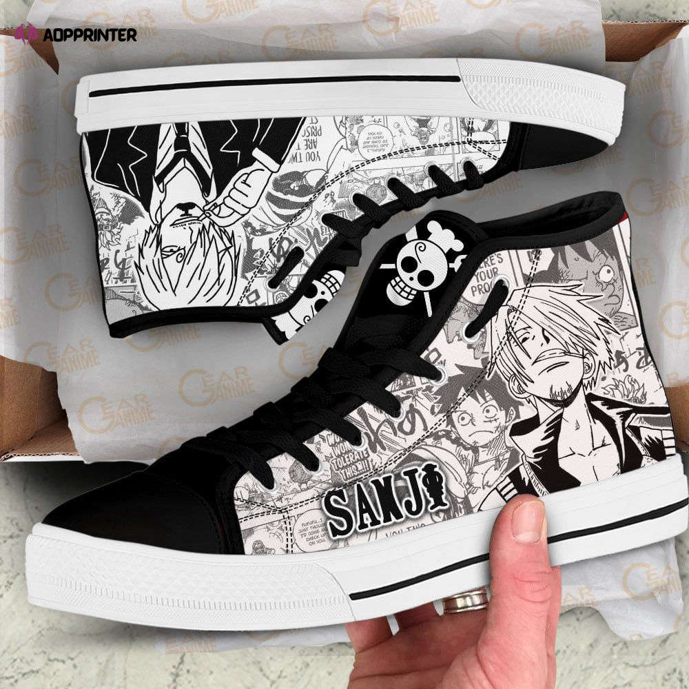Sanji High Top Shoes Black White For Fans One Piece Anime Sanji High Top Shoes Black White For Fans One Piece Anime