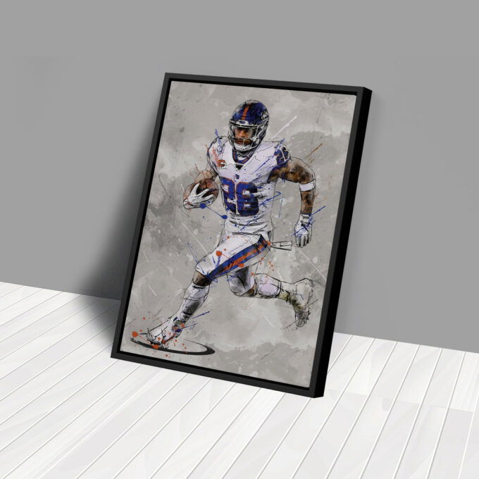 Saquon Barkley Poster New York Giants NFL Canvas Wall Art Home Decor Framed Poster Man Cave Gift